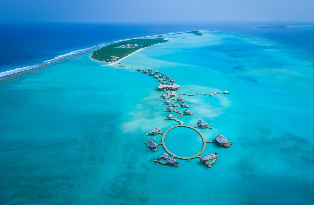 Vista aérea do Soneva Jani, nas Maldivas
