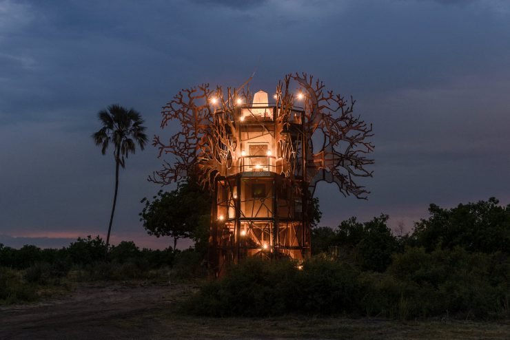 Casa na árvore no Xigera Safari Lodge, em Botswana
